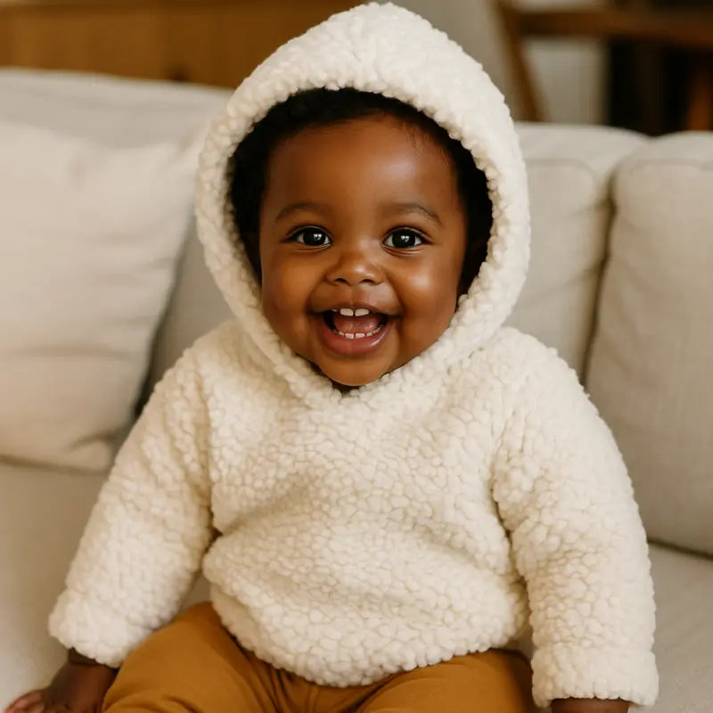 casaco de inverno com capuz estilo ursinho para bebê

