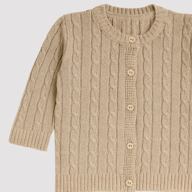 casaco vintage em tricot bege para enxoval sofisticado