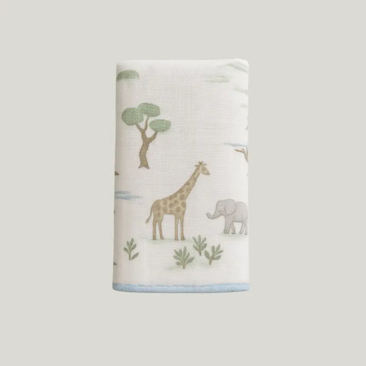 Paninho De Boca Bebê Algodão Safari Vintage Azul