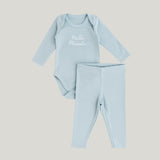 Conjunto Bebê Algodão Orgânic Hello Mundo Azul