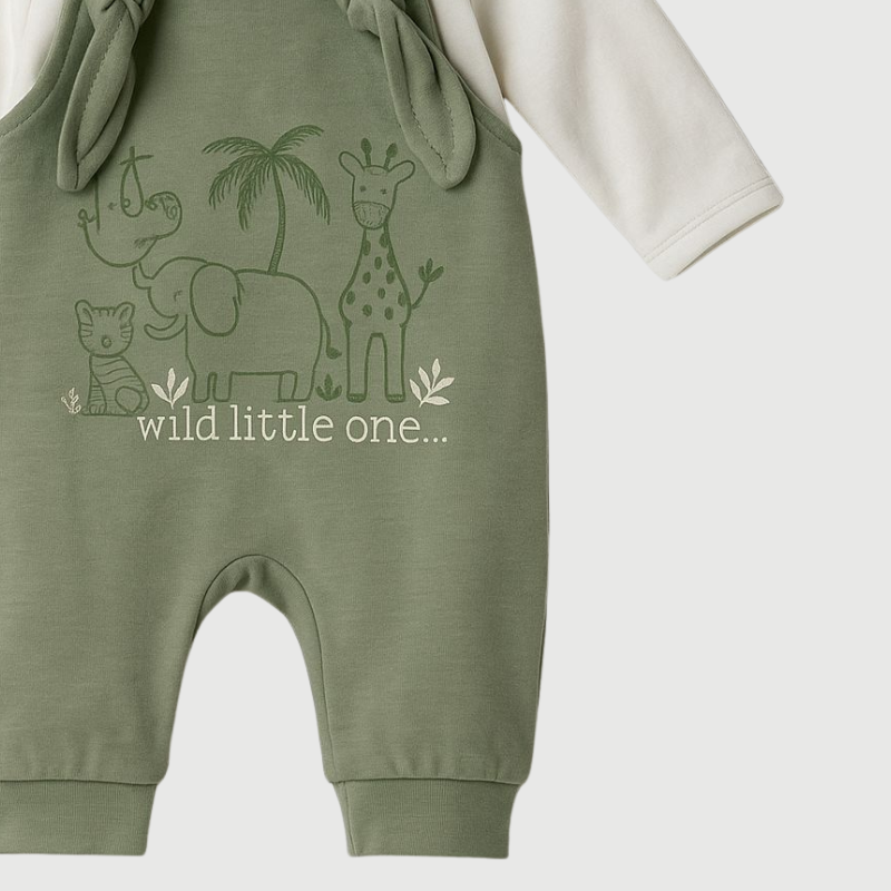 Conjunto Jardineira Body Safari Green
