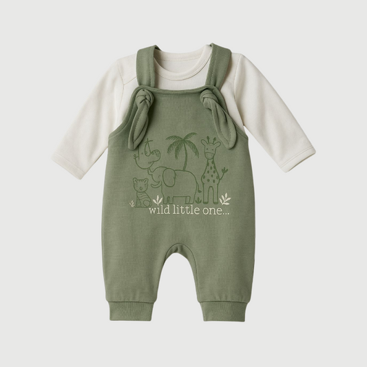 Conjunto Jardineira Body Safari Green