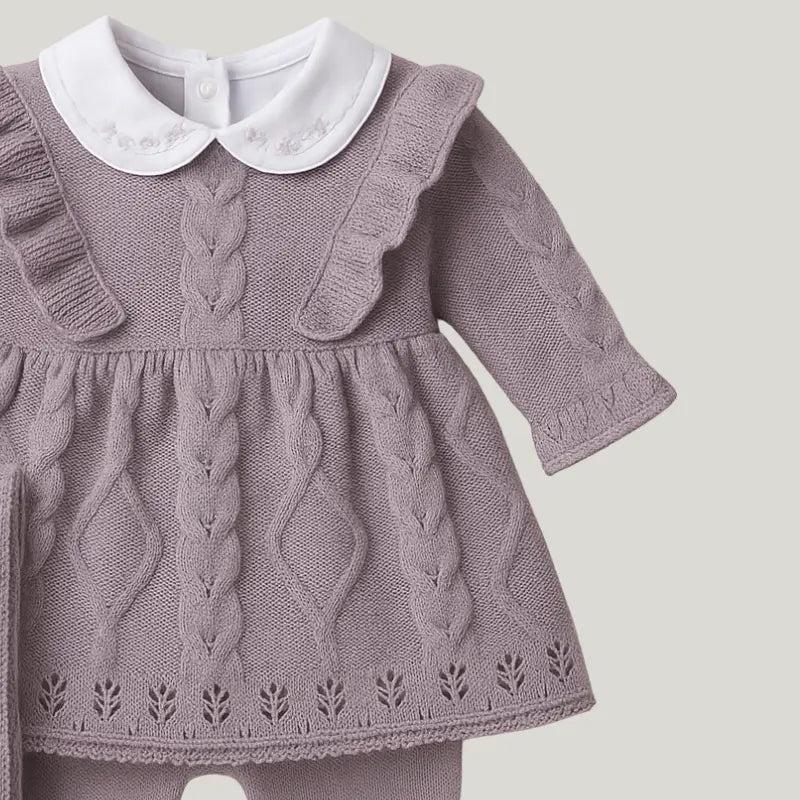 conjunto 4 peças de tricot para recém-nascida

