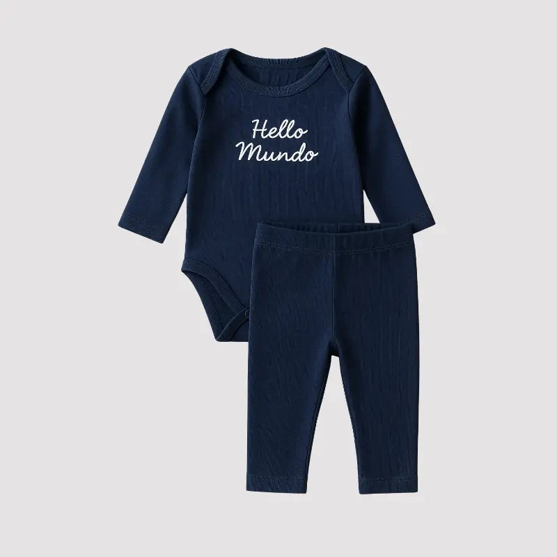 conjunto bebê algodão hello mundo marinho confortável