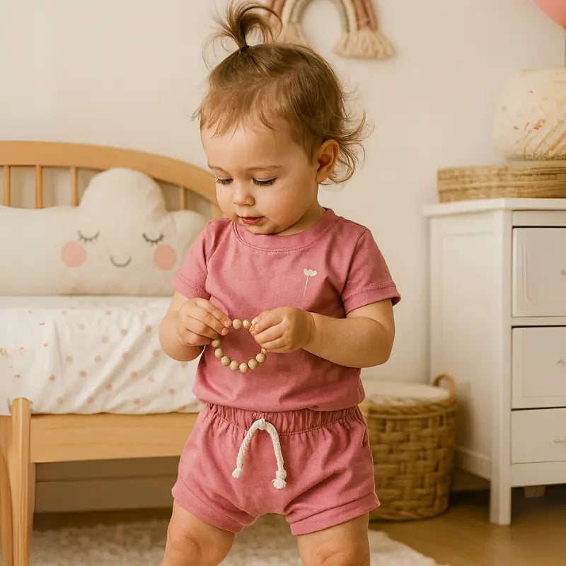 onjunto bebê confort flower rosé em viscose macia