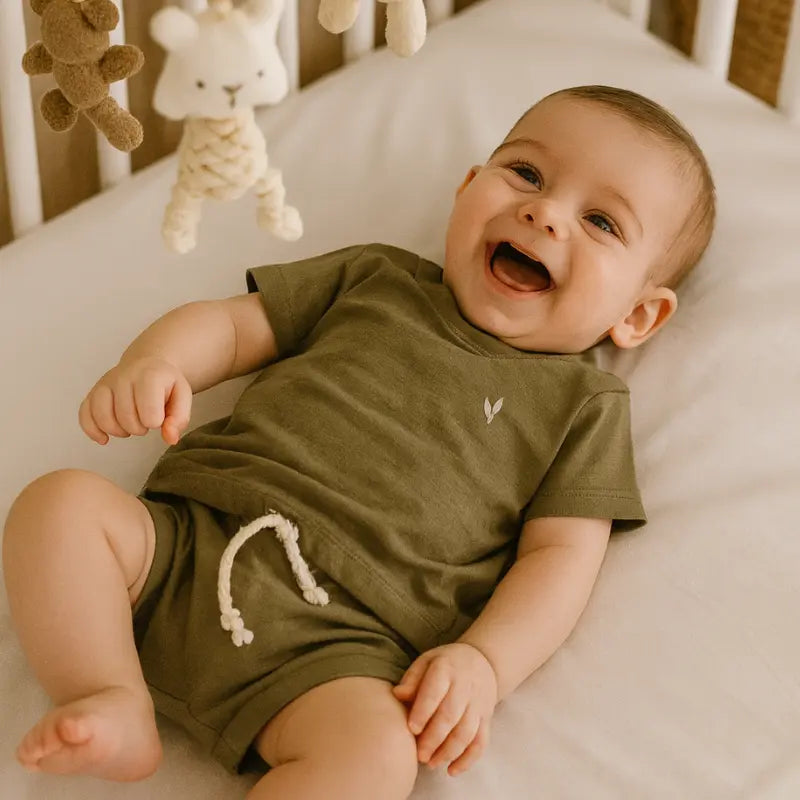 conjunto bebê confort garden verde em viscose com elastano