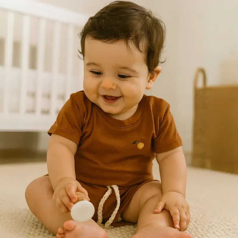 conjunto bebê confort lemon caramelo em viscose com elastano