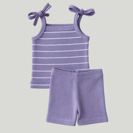conjunto bebê menina ciclista lavanda verão

