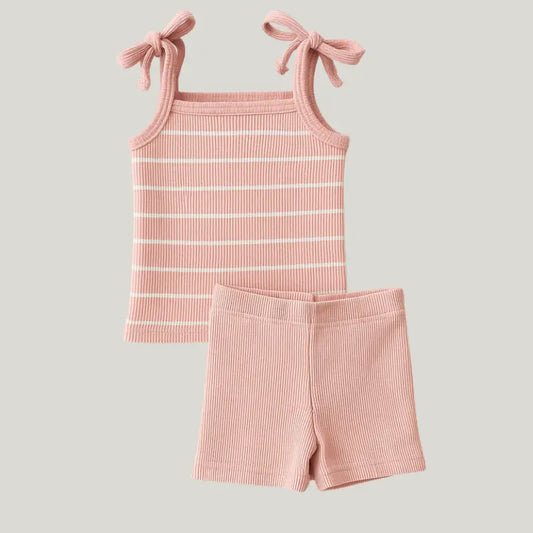 conjunto bebê menina ciclista rosa claro blusa e short

