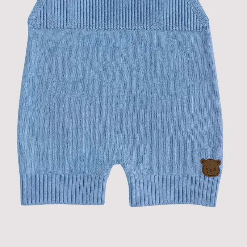 conjunto bebê tricot azul confortável e elegante