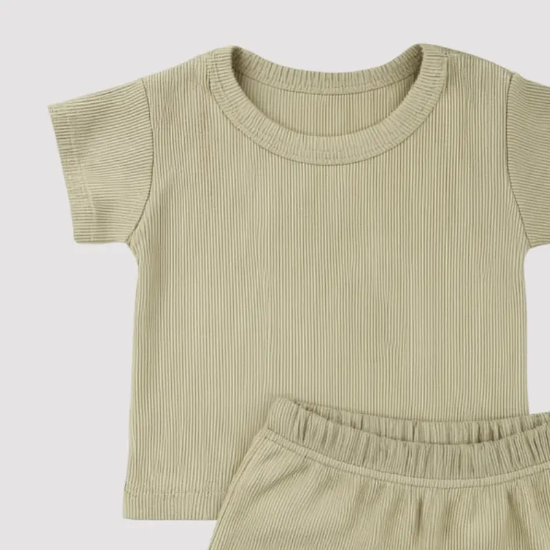 conjunto bebê unissex em tecido canelado

