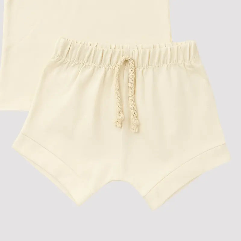 conjunto bebê unissex off white em viscose com elastano