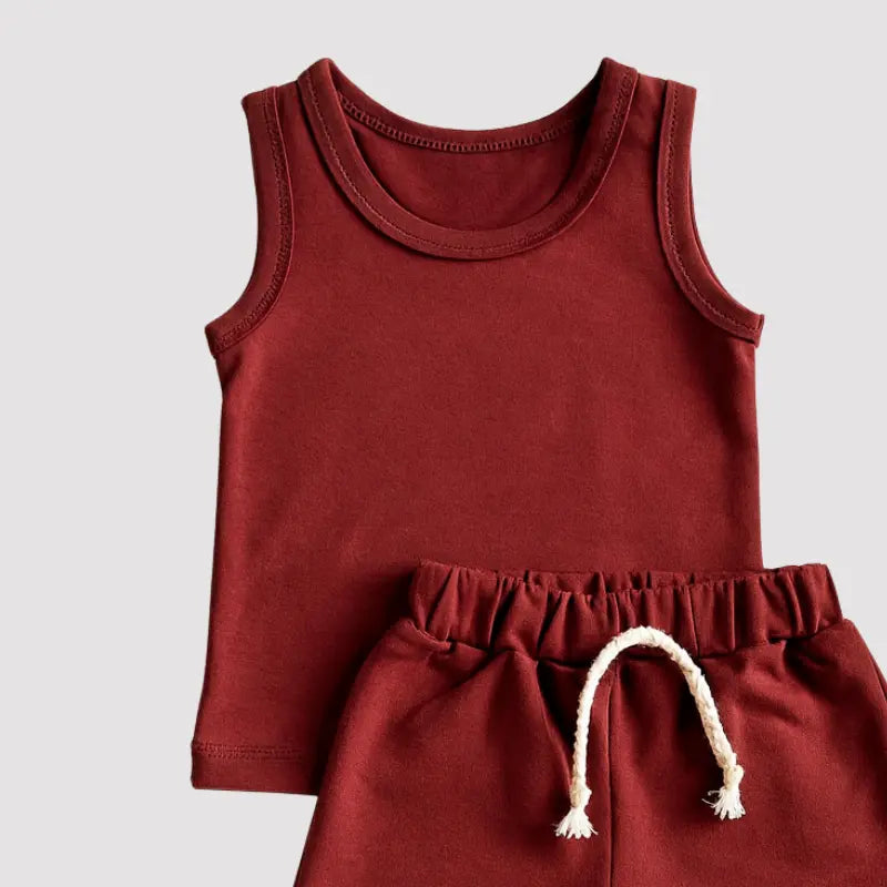conjunto de camiseta e short em algodão cor mocha