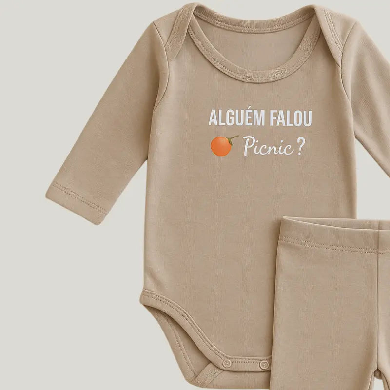 conjunto infantil casual em algodão natural com estampa fofa

