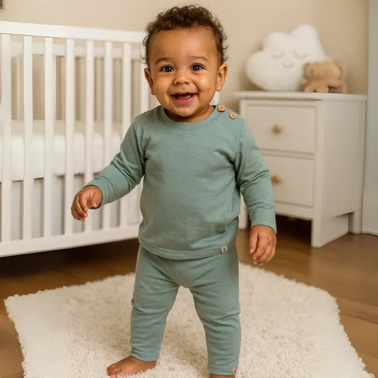 conjunto verde menta para bebê de 3 a 12 meses