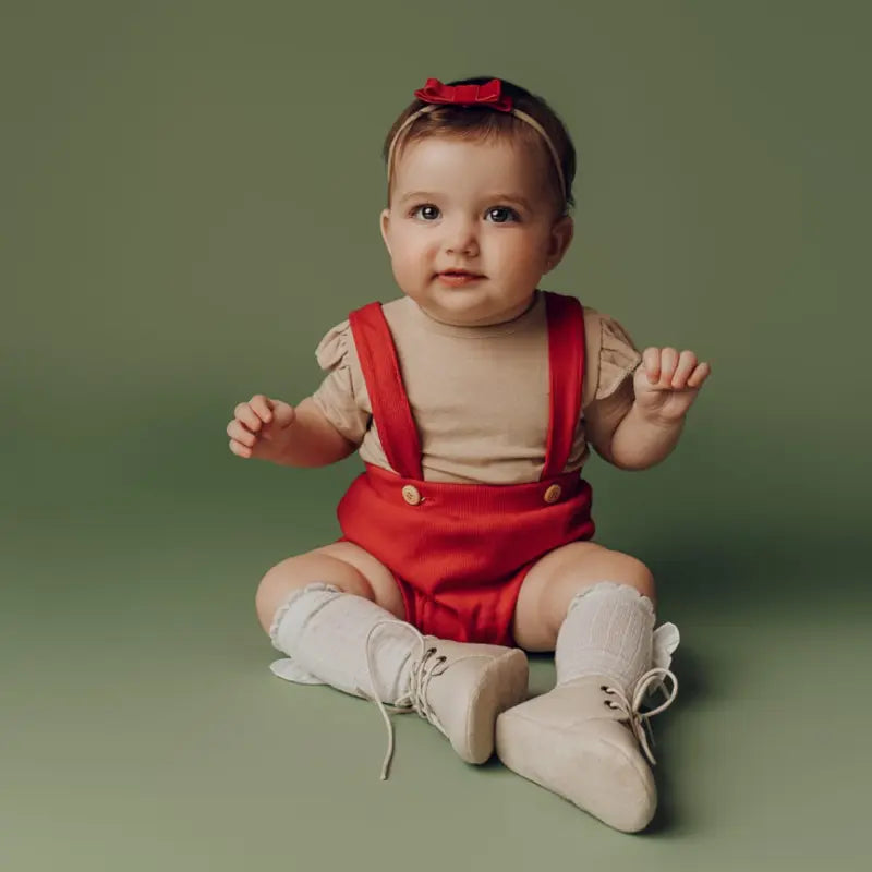 Short Suspensório Bebê Vermelho