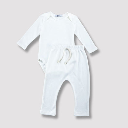 Conjunto Bebê Algodão Organic Longo Off White