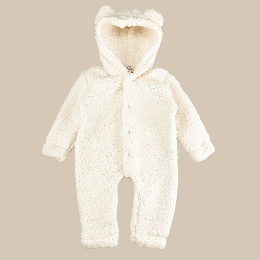 Macacão Bebê Pelúcia Teddy Off White