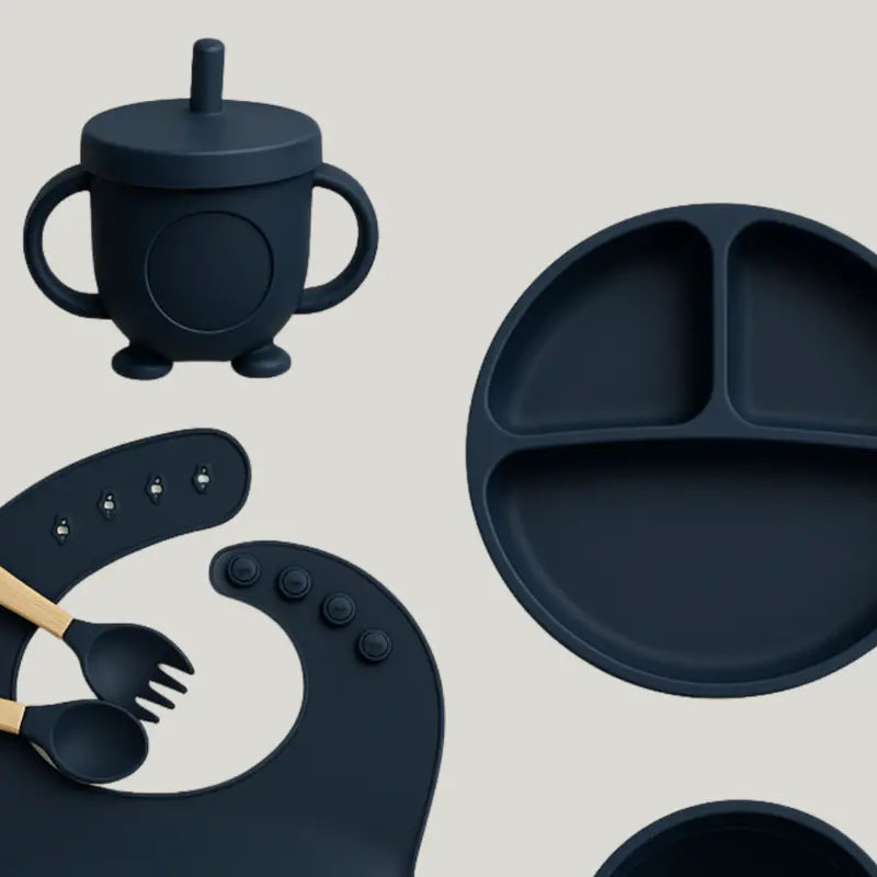 kit de alimentação infantil em silicone atóxico e seguro

