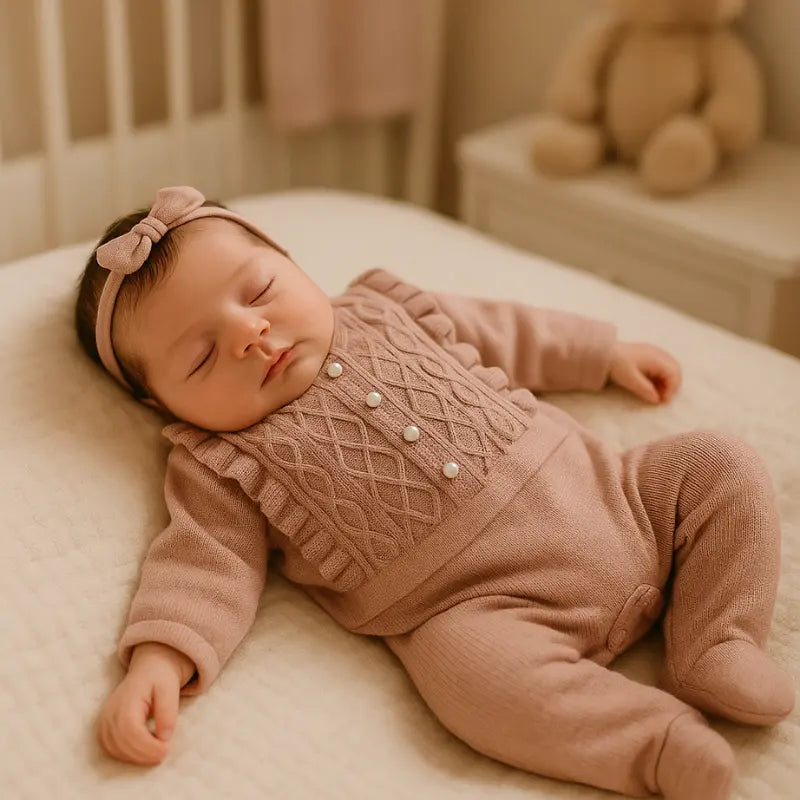 kit saída de maternidade tricot rosa para bebê menina

