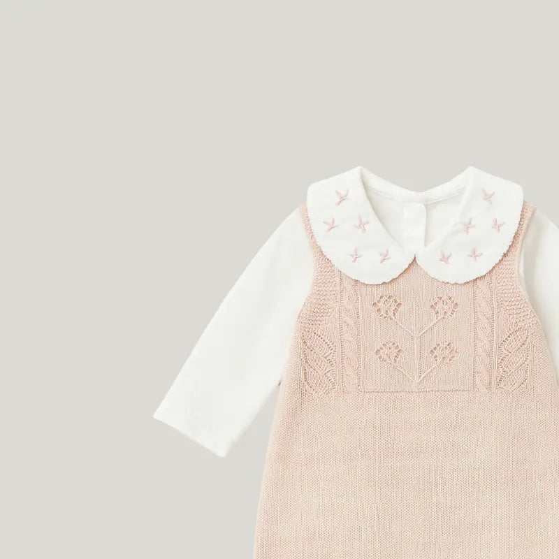 kit saída de maternidade tricot salmão para bebê menina

