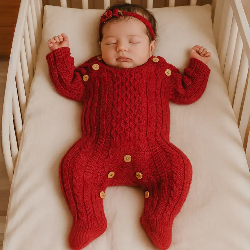 kit saída maternidade bebê tricot trançado vermelho 2 peças