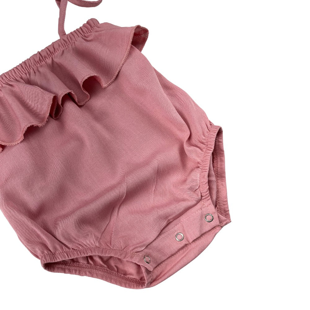 Body Bebê Menina Ambar Linho Marrom Rose