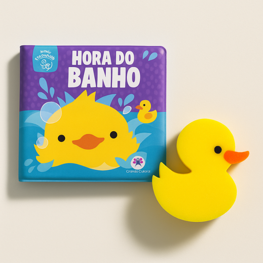 Kit Hora do Banho Livro + Esponja Patinho