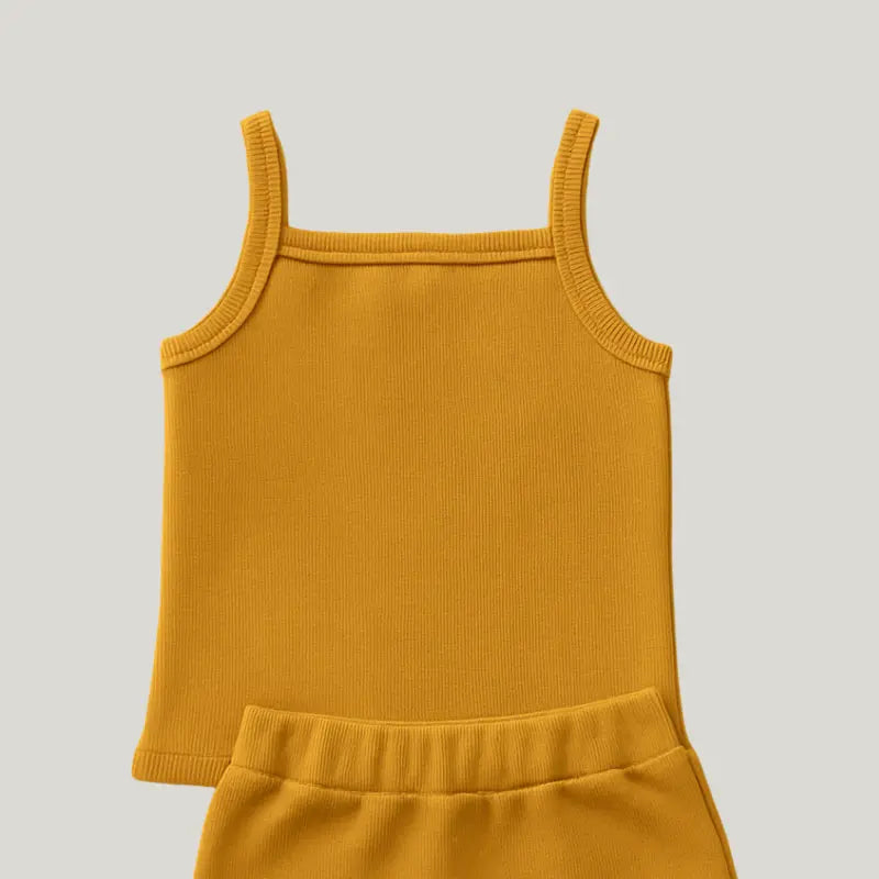 look fresquinho de verão bebê menina conjunto mostarda

