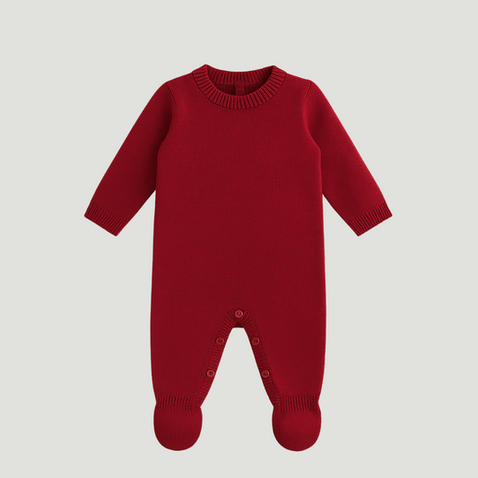 Macacão Bebê Recém Nascido Tricot Vermelho