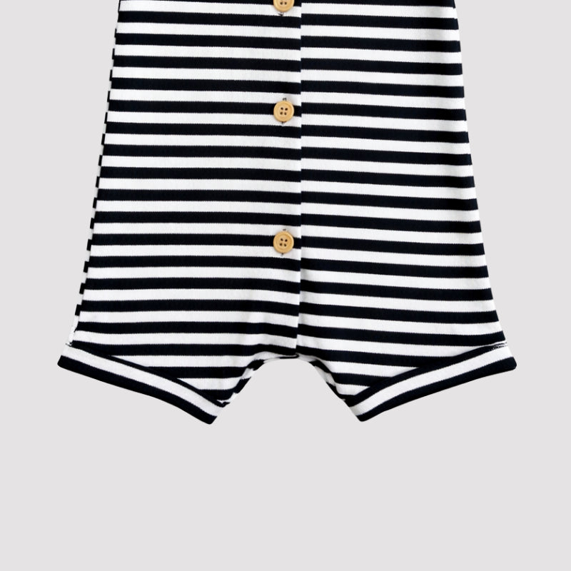Macacão Bebê LifeStyle Curto Listras Preto