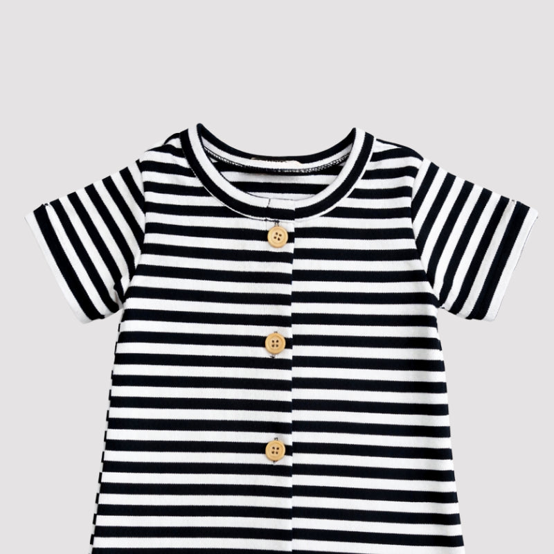 Macacão Bebê LifeStyle Curto Listras Preto