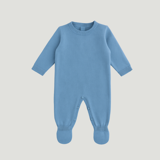 Macacão Bebê Recém Nascido Tricot Azul