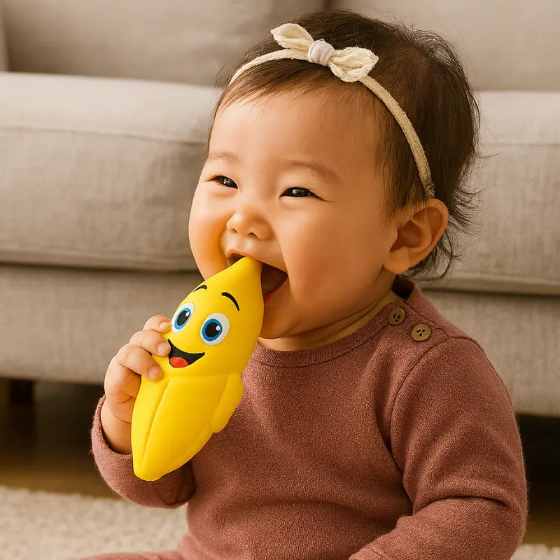 mordedor em formato de banana para bebê de 3 a 12 meses

