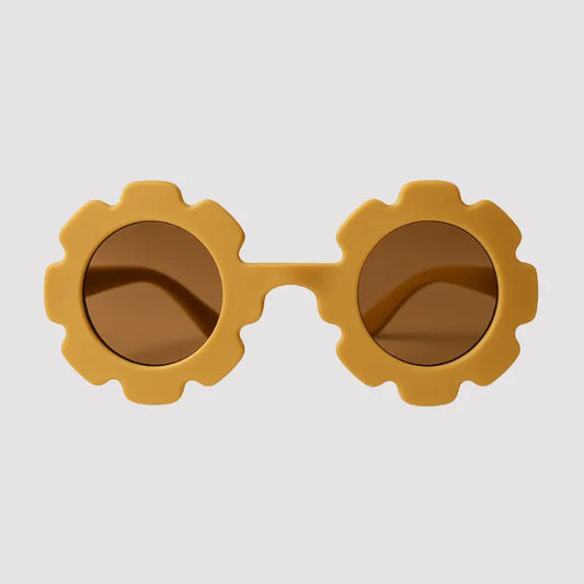 oculos De Sol Para Bebe Retro Flowers Mostarda Protecao Uv