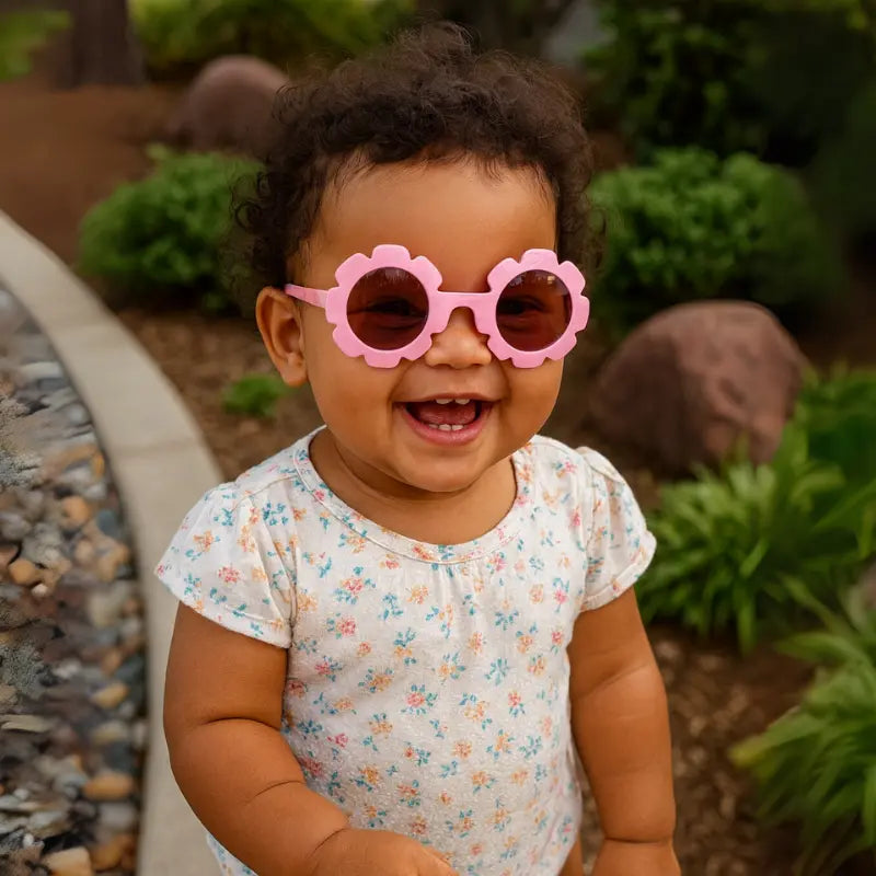 oculos De Sol Para Bebe RetrFlowers Pink Protecao Uv 