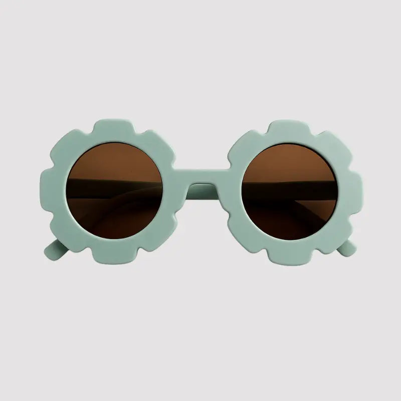 Óculos De Sol Para Bebe Retrô Flowers Verde Água Proteção Uv