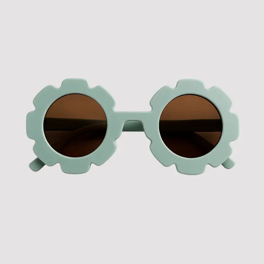 Óculos De Sol Para Bebe Retrô Flowers Verde Água Proteção Uv