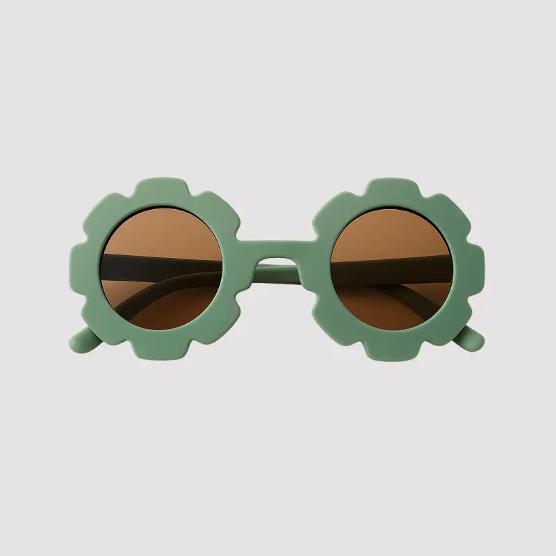 oculos de Sol para Bebe Retro Flowers Green com Protecao Uv