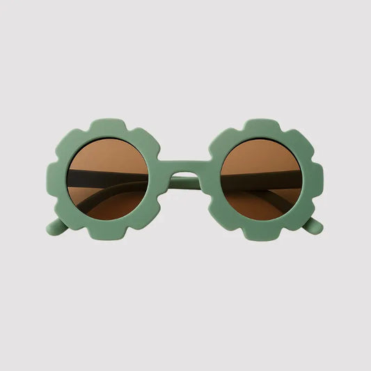 oculos de Sol para Bebe Retro Flowers Green com Protecao Uv