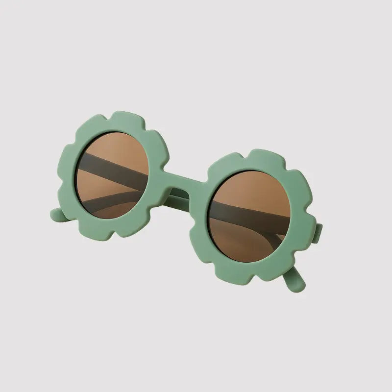 oculos de Sol para Bebe Retro Flowers Green com Protecao Uv