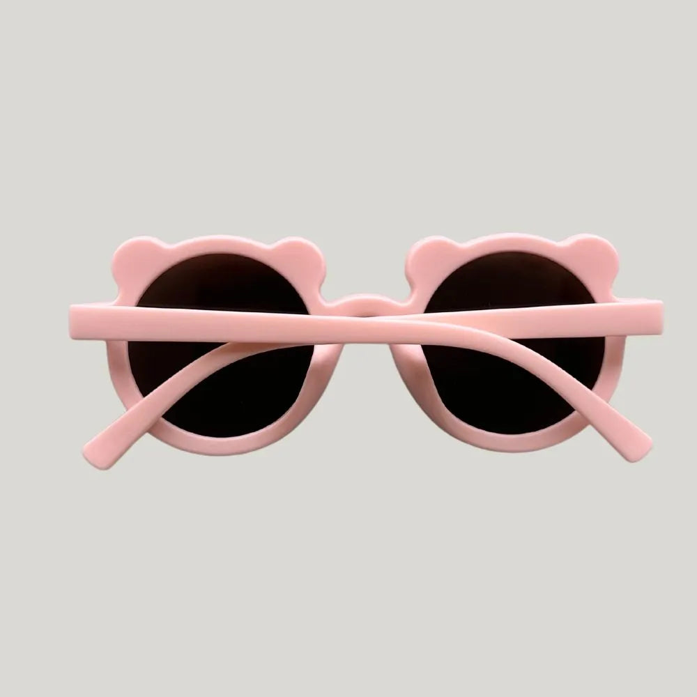 óculos de sol rosa com formato de urso para bebê

