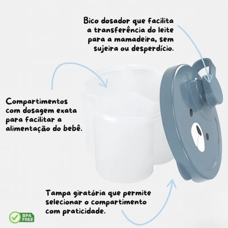organizador de leite em pó prático para passeios
