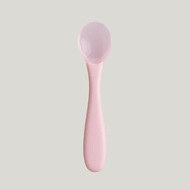 porta papinha de silicone com divisória e colher cor rose

