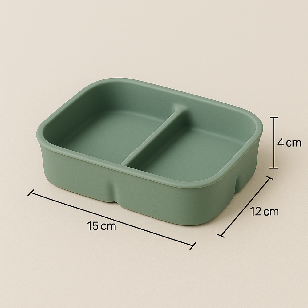 porta papinha de silicone com tampa e 4 divisorias verde

