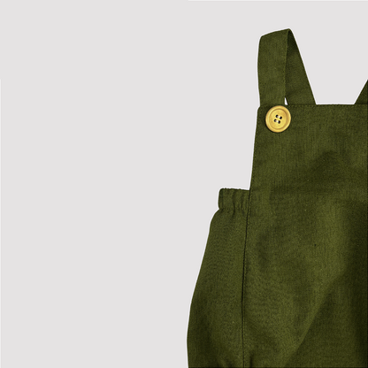 Romper Bebê Tradicional Linho Verde Musgo