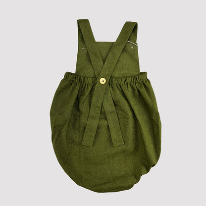Romper Bebê Tradicional Linho Verde Musgo