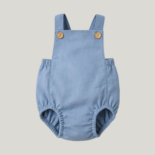 romper bebê tradicional linho azul claro para ocasião especial
