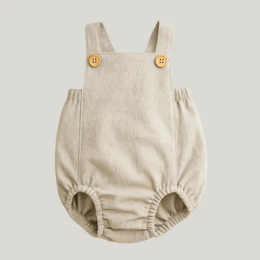 romper bebê tradicional linho cru elegante unissex

