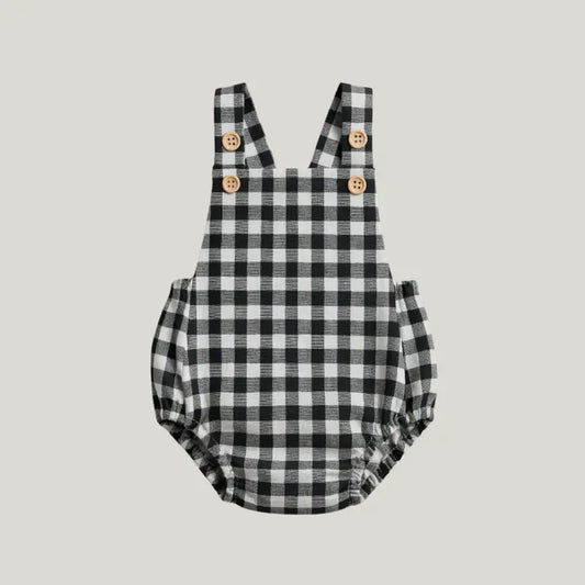 romper bebê xadrez preto e branco unissex

